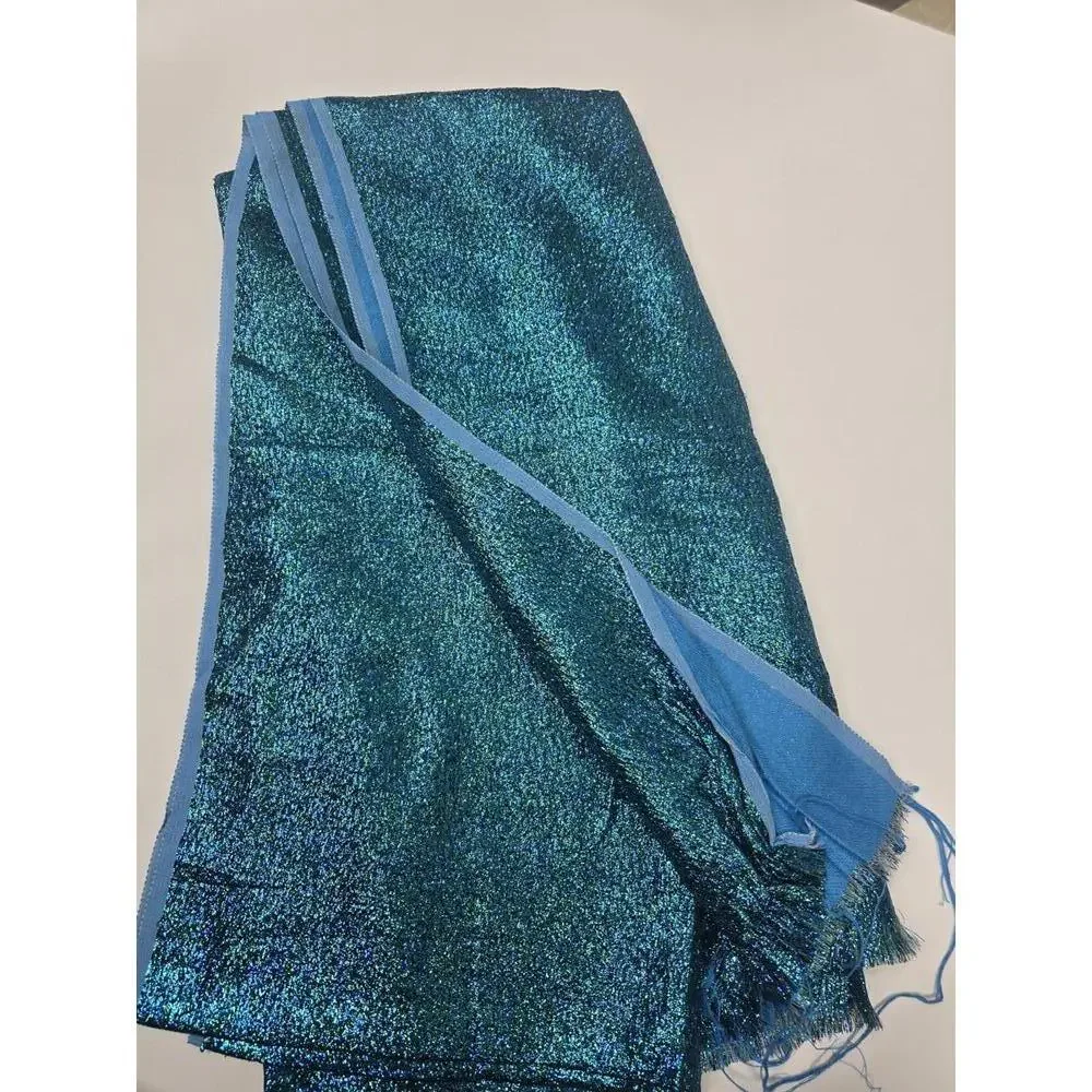 Vintage Shimmery Teal Fabric‎ with Blue Accents - Amazing!
